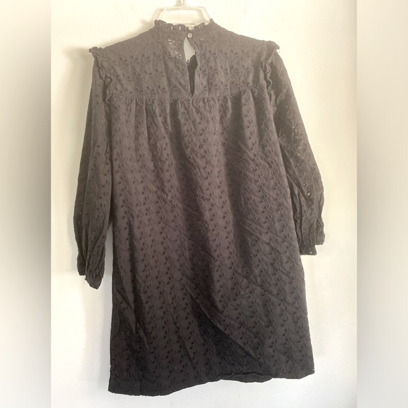 Madewell Eyelet Mockneck Ruffle Dress Black Medium - Picture 5 of 5
